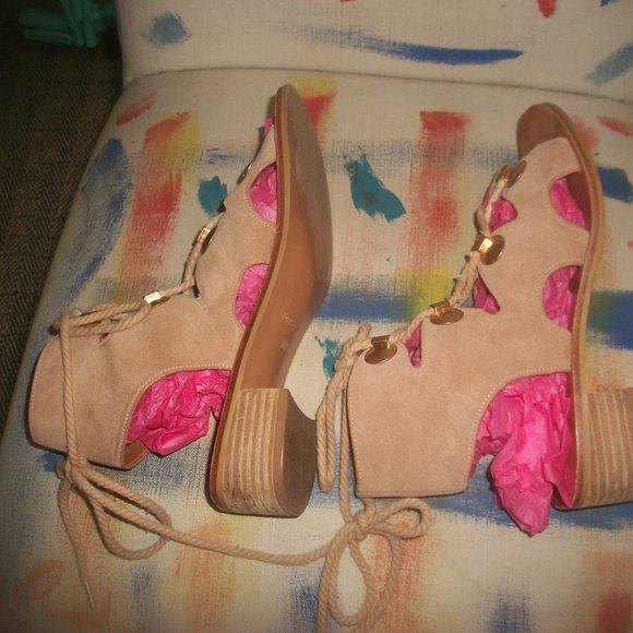 See by Chloe Edna Beige-Suede Studded Gladiator Sandals - Picture 6 of 14